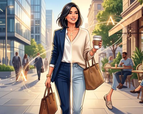 Dyskretny luksus na co dzień: celebrytka z literką w stylizacjach biznesowych i casualowych