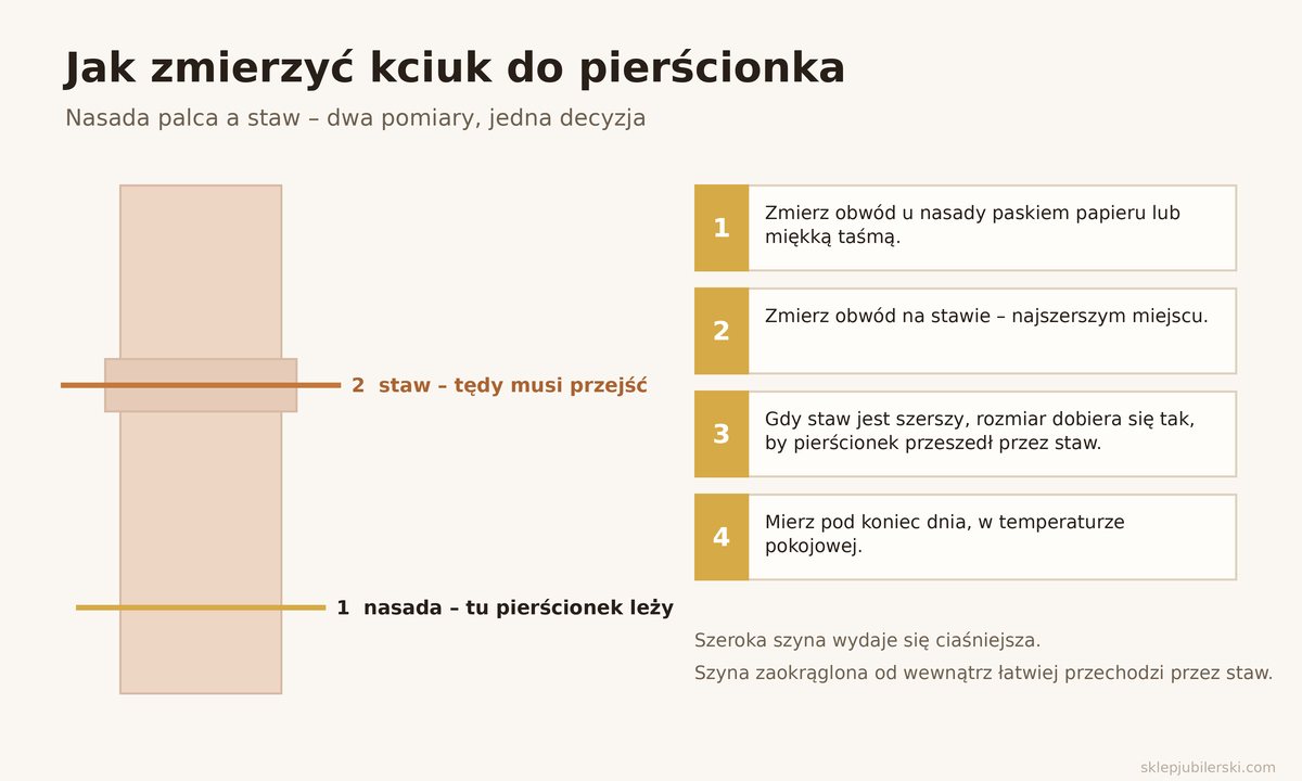Pierścionek na kciuk – jak zmierzyć rozmiar: obwód u nasady i na stawie