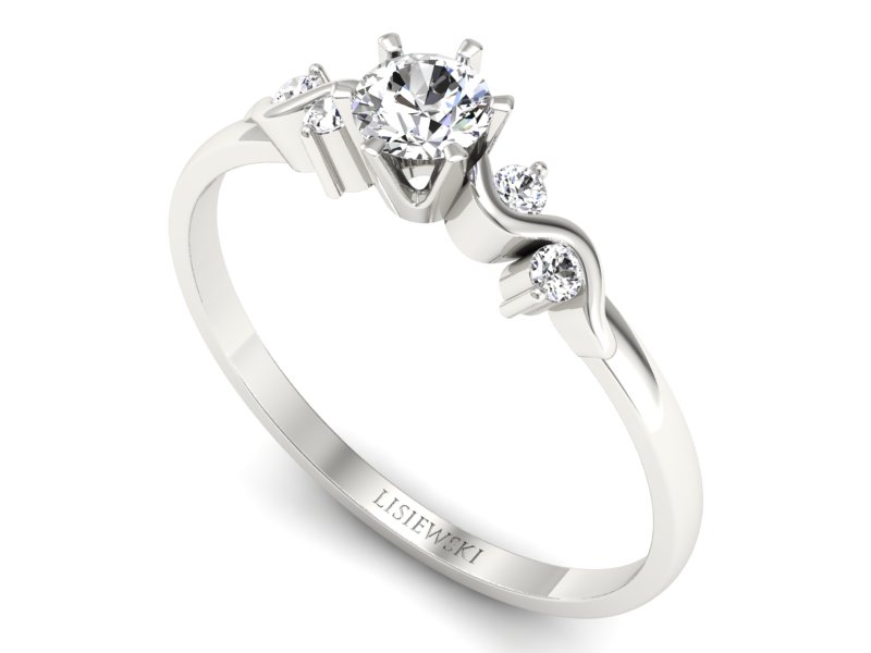 Złoty pierścionek z brylantami białe złoto - 1031b - 3