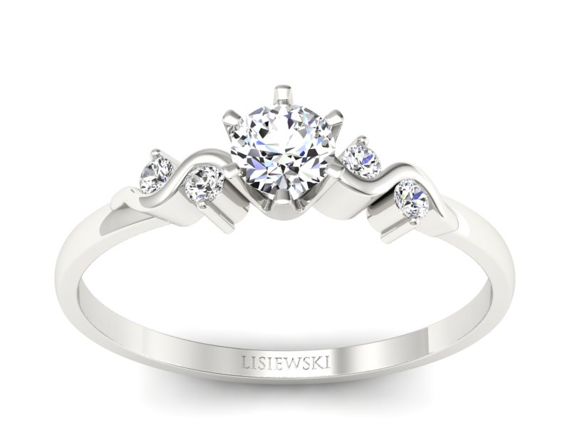 Złoty pierścionek z brylantami białe złoto - 1031b - 1