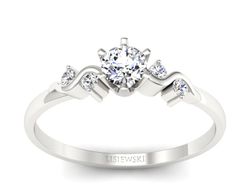 Złoty pierścionek z brylantami białe złoto - 1031b