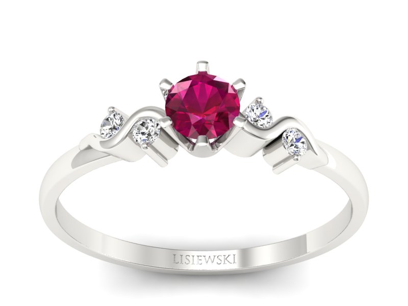 Pierścionek z rubinem i brylantami - 1031br - 1