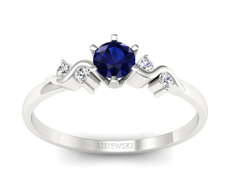 Pierścionek z szafirem i brylantami - 1031bsz - 1