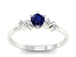 Pierścionek z szafirem i brylantami - 1031bsz
