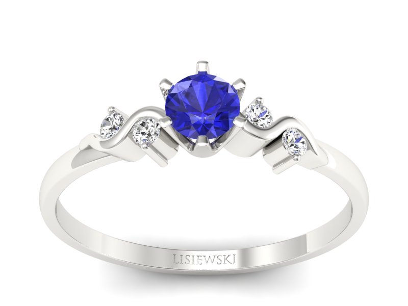 Pierścionek z szafirem i brylantami - 1031bszc - 1