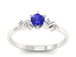 Pierścionek z szafirem i brylantami - 1031bszc