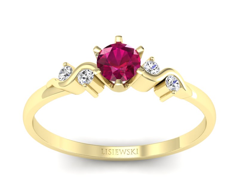 Pierścionek z rubinem i brylantami - 1031zr - 1