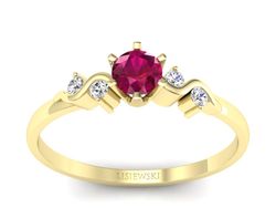 Pierścionek z rubinem i brylantami - 1031zr
