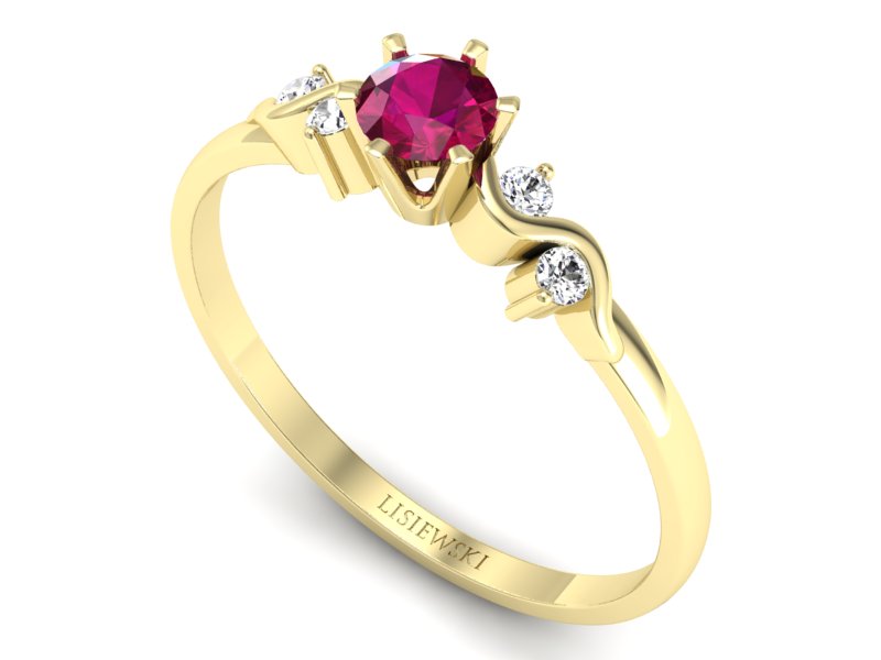 Pierścionek z rubinem i brylantami - 1031zr - 3