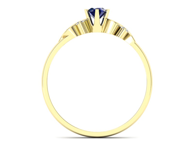 Złoty pierścionek z szafirem i brylantami - 1031zsz - 2