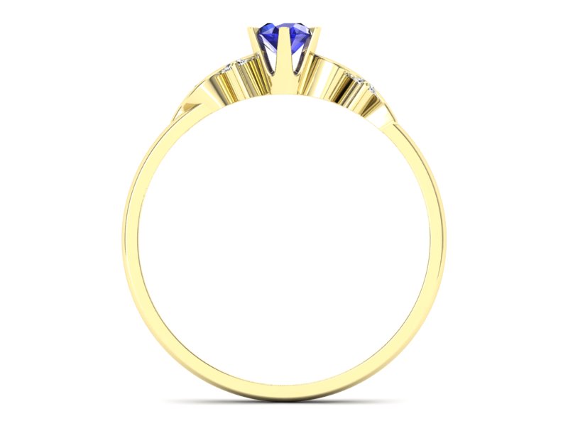 Złoty pierścionek z szafirem i brylantami - 1031zszc - 2