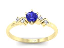 Złoty pierścionek z szafirem i brylantami - 1031zszc