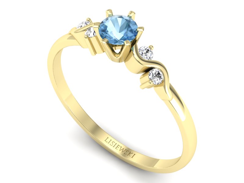Złoty pierścionek z topazem i brylantami - 1031ztp - 3
