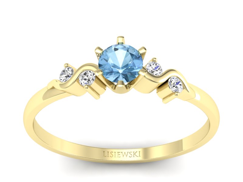 Złoty pierścionek z topazem i brylantami - 1031ztp - 1