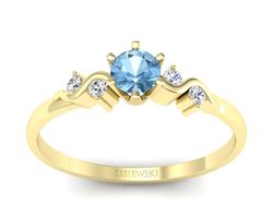 Złoty pierścionek z topazem i brylantami - 1031ztp