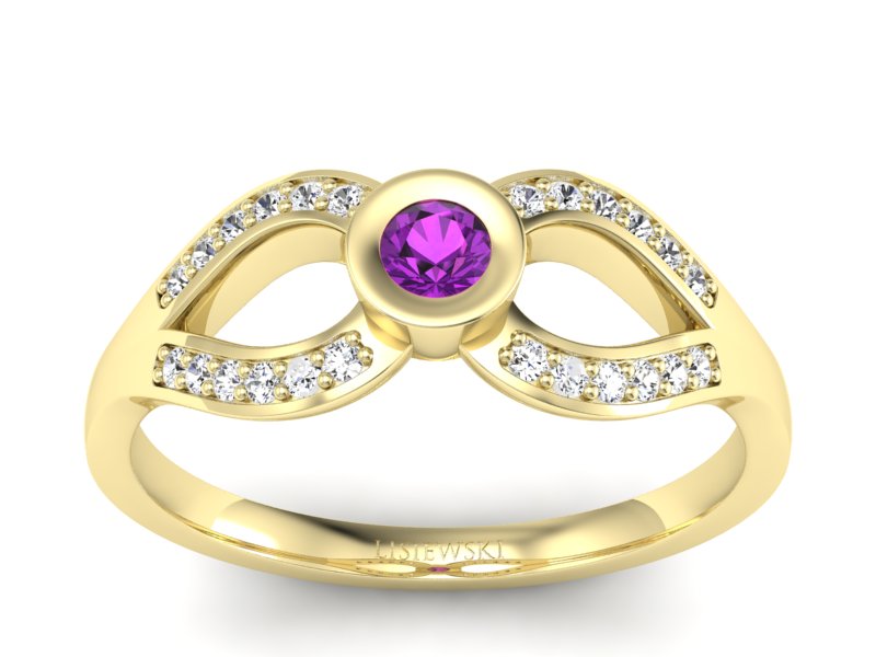 Pierścionek z ametystem i brylantami promocja - 1040skW_pro - 1