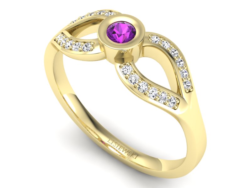 Pierścionek z ametystem i brylantami promocja - 1040skW_pro - 3