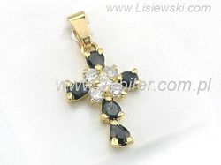 Krzyżyk złoty z szafirami - głębia elegancji - 107mszc