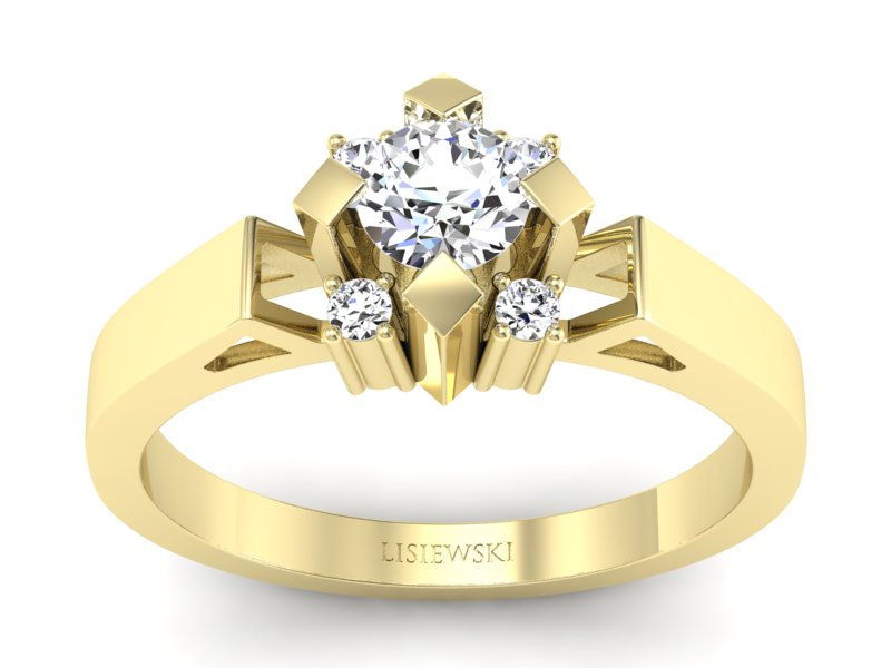 Złoty pierścionek z brylantami żółte złoto - 1087br_SI_H - 1