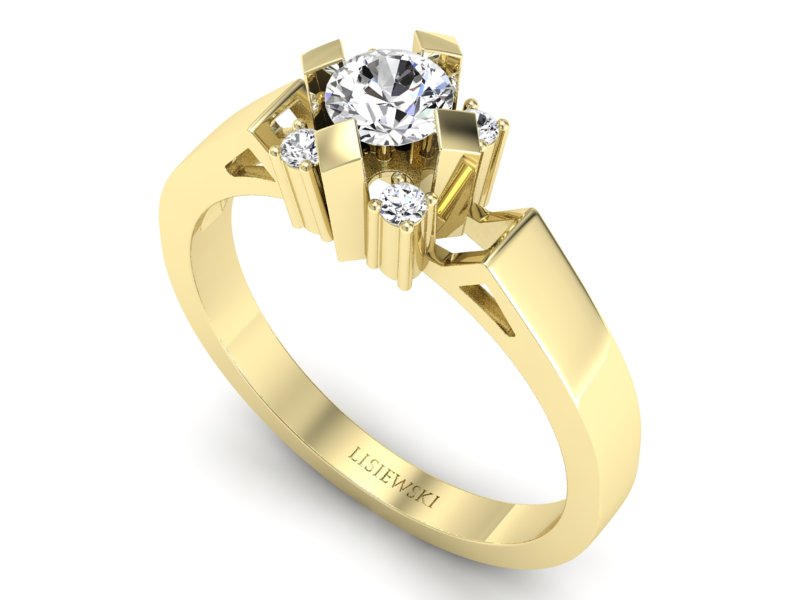 Złoty pierścionek z brylantami żółte złoto - 1087br_VS_H - 3