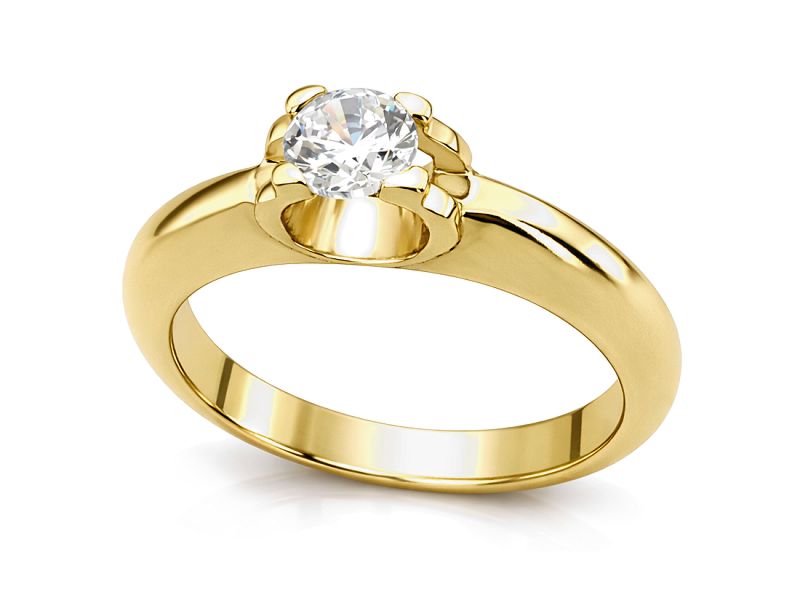 Złoty pierścionek z brylantem żółte złoto - 1119br_VS_H - 1