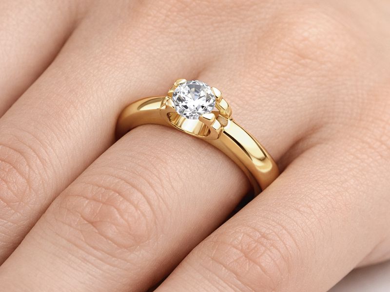 Złoty pierścionek z brylantem żółte złoto - 1119br_VS_H - 2