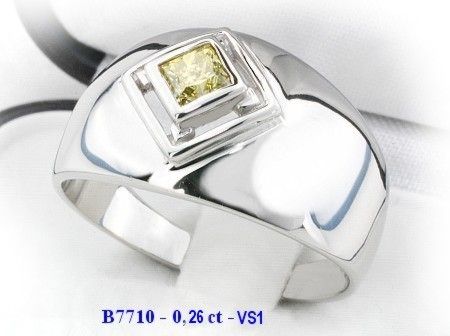 Pierścionek białe złoto z zielonym diamentem - 111z_b7710