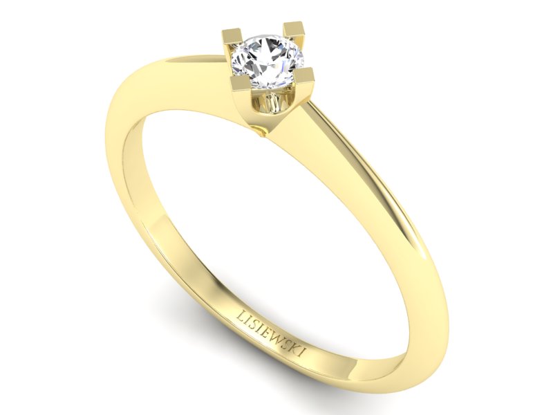 Złoty pierścionek z brylantem w żółtym złocie - 1161skW_pro - 3