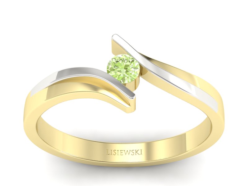 Pierścionek złoty z brylantem - 1171_2_6_p-lightgreen - 1