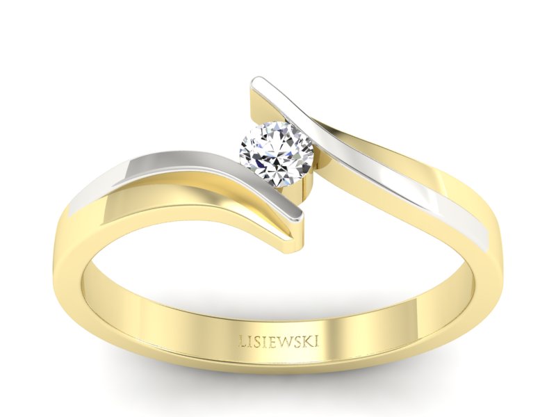 Pierścionek z brylantem żółte złoto - 1171br_020ct_Si_H - 1