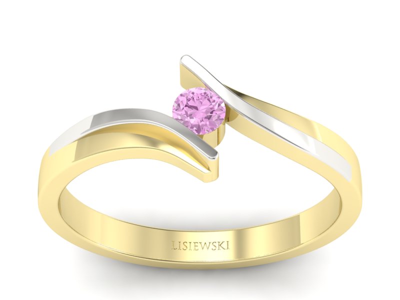 Pierścionek ze złota z brylantem - 1171rasppink - 1