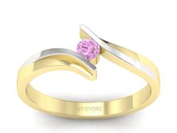 Pierścionek ze złota z brylantem - 1171rasppink
