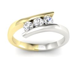 Pierścionek z brylantami białe żółte złoto - 1174zb_P_H