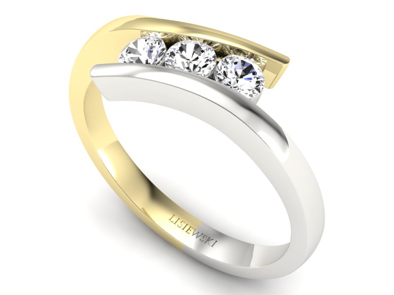 Pierścionek z brylantami białe żółte złoto - 1174zb_P_H - 3