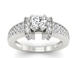 Złoty pierścionek z brylantami białe złoto - 1179b