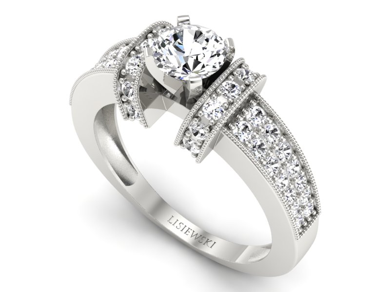 Złoty pierścionek z brylantami białe złoto - 1179b - 3