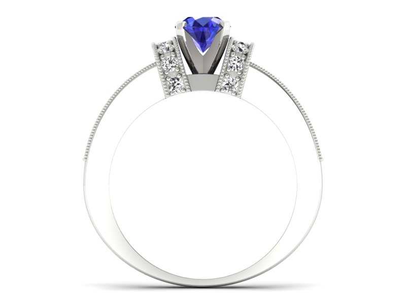 Pierścionek z szafirem i brylantami białe złoto - 1179bszc - 2