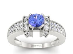 Pierścionek z tanzanitem białe złoto i brylantami - 1179bt
