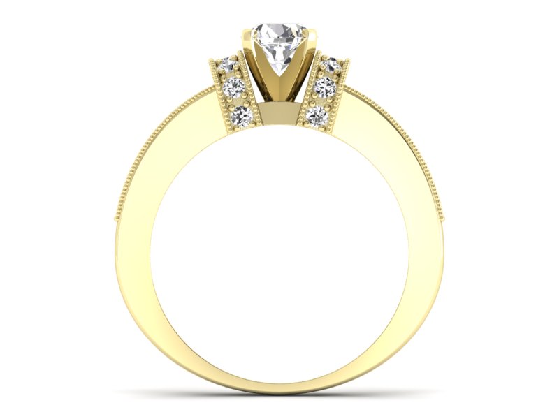 Złoty pierścionek z brylantami żółte złoto - 1179z - 2