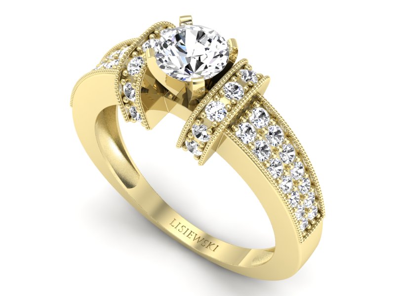 Złoty pierścionek z brylantami żółte złoto - 1179z - 3