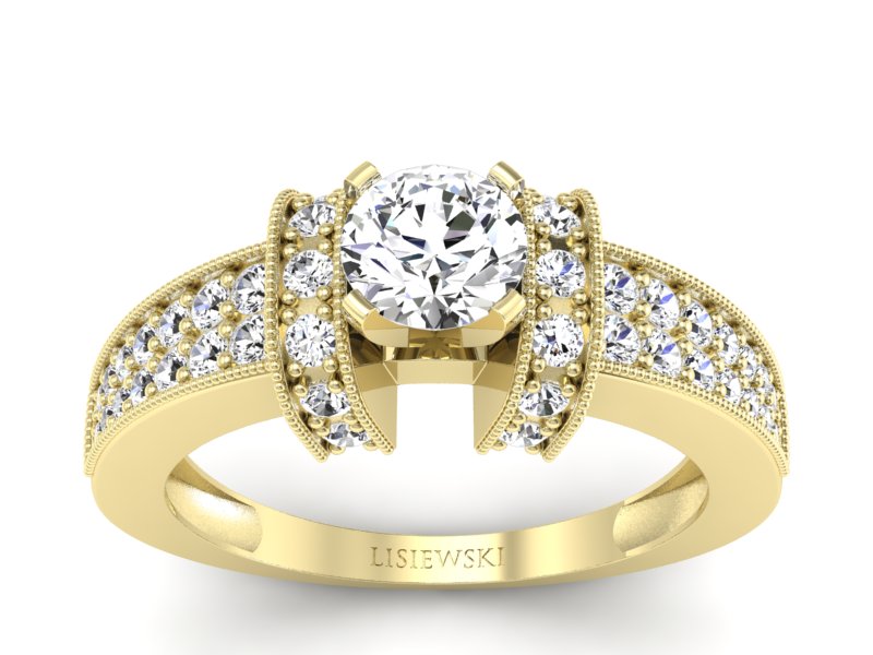 Złoty pierścionek z brylantami żółte złoto - 1179z - 1