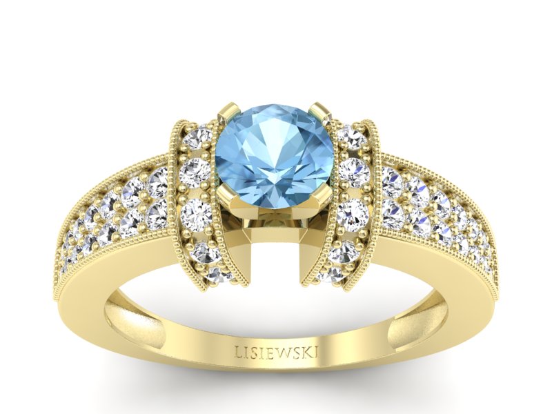 Złoty pierścionek z topazem i brylantami - 1179za - 1