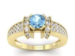 Złoty pierścionek z topazem i brylantami - 1179za