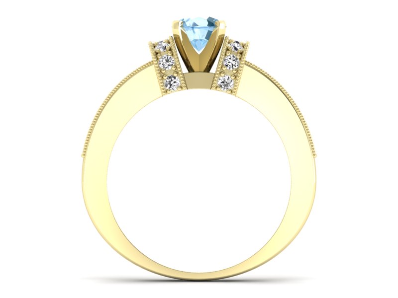 Złoty pierścionek z topazem i brylantami - 1179za - 2