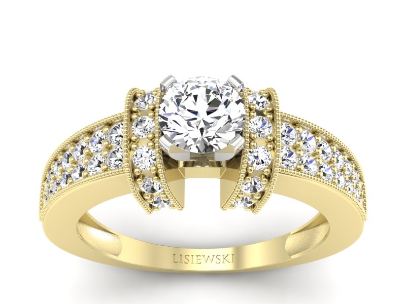 Złoty pierścionek zaręczynowy z brylantami - 1179zb - 1