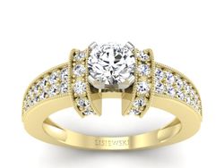 Złoty pierścionek zaręczynowy z brylantami - 1179zb