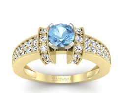 Pierścionek topaz i brylanty białe i żółte złoto - 1179zba
