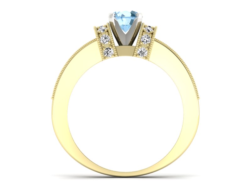 Pierścionek topaz i brylanty białe i żółte złoto - 1179zba - 2