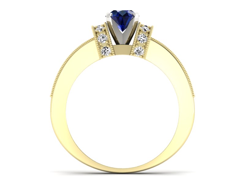 Złoty pierścionek z szafirem i brylantami - 1179zbsz - 2