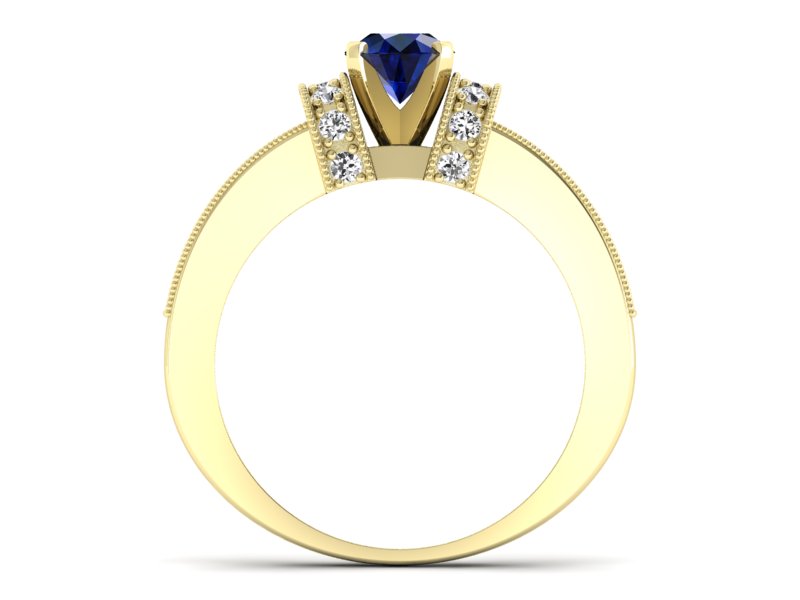 Złoty pierścionek z szafirem i brylantami - 1179zsz - 2